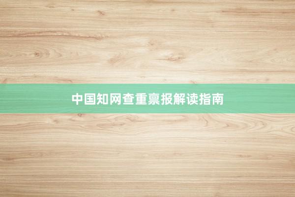 中国知网查重禀报解读指南