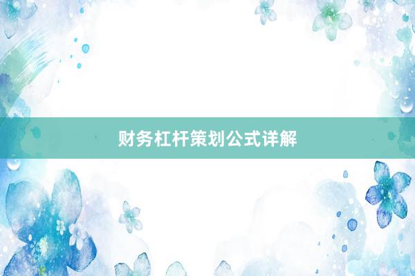 财务杠杆策划公式详解
