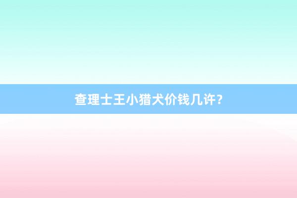 查理士王小猎犬价钱几许？