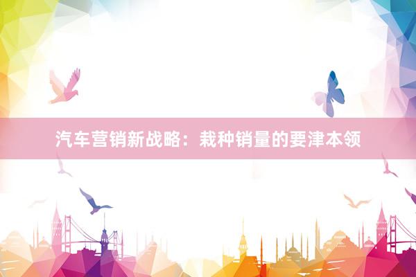 汽车营销新战略：栽种销量的要津本领